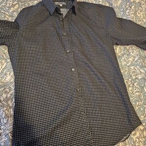 Express Men’s Fitted Paisley Dress Shirt - Black/Grey - Size M (15-15.5)